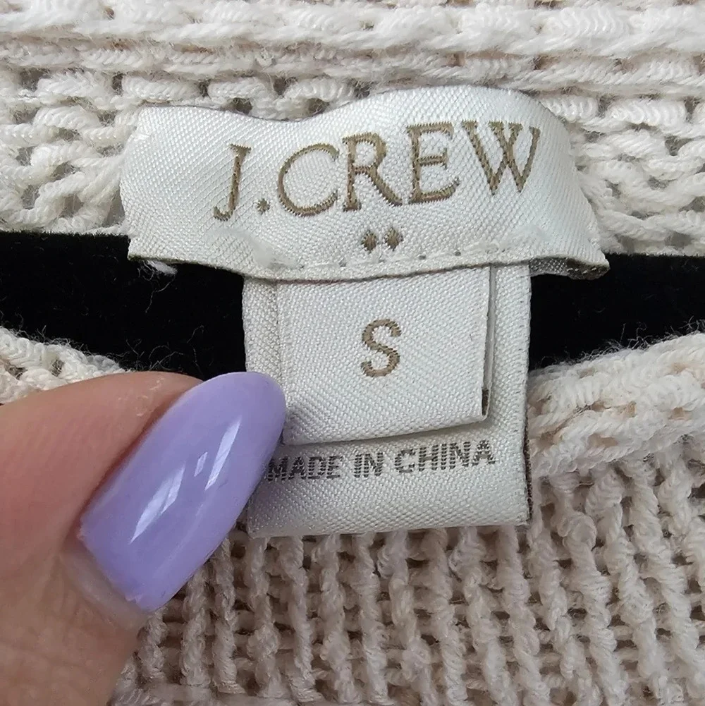 J. Crew Blush Roll Neck Pointelle Beach Sweater Sz S